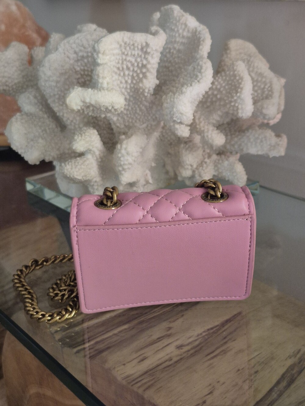Kurt Geiger London Micro Brixton Shoulder Bag Pink Quilted Crossbody Chain Strap - Picture 4 of 14